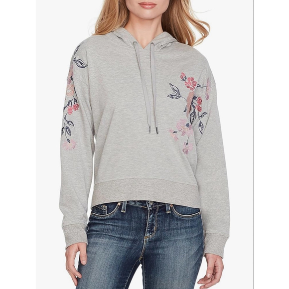 Jessica Simpson Tops - NWT Jessica Simpson Floral Hoodie Large Gray